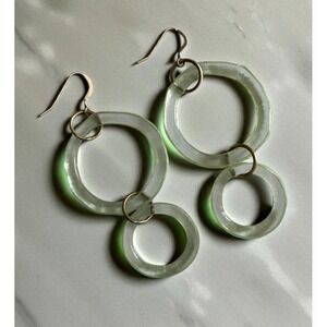 Recycled Coca Cola / Coke Glass Bottle Hoop Earrings - Sterling Silver hardware